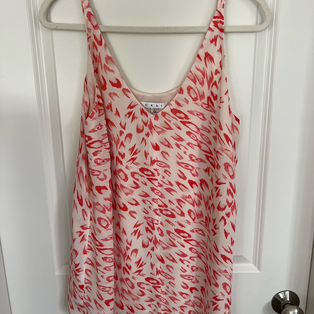 CAbi Red and Cream Patterned Blouse